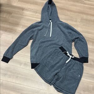 FEAT UNISEX HAZY BLACK BLANKET BLEND HOODIE AND SHORTS